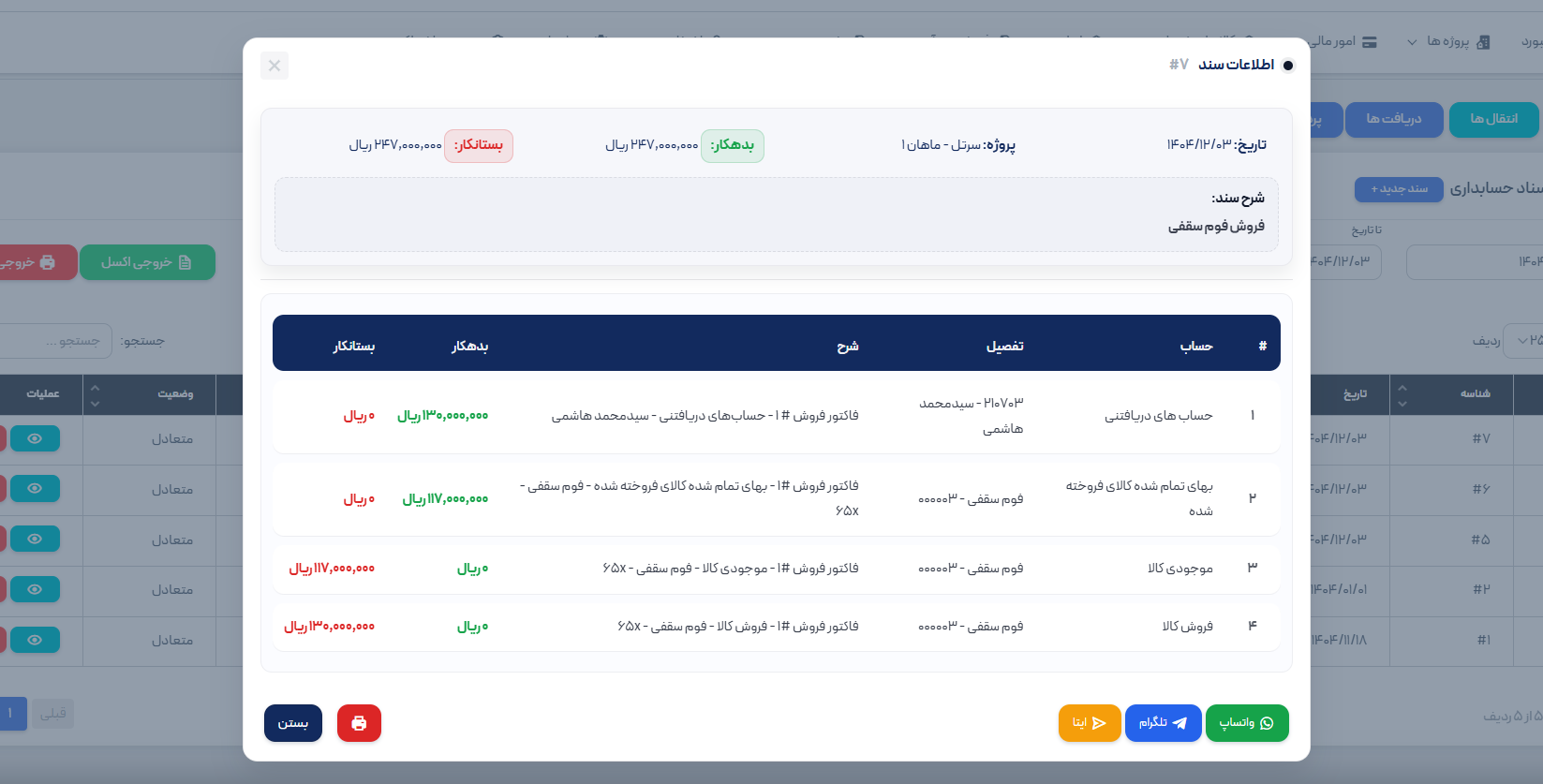 سند حسابداری